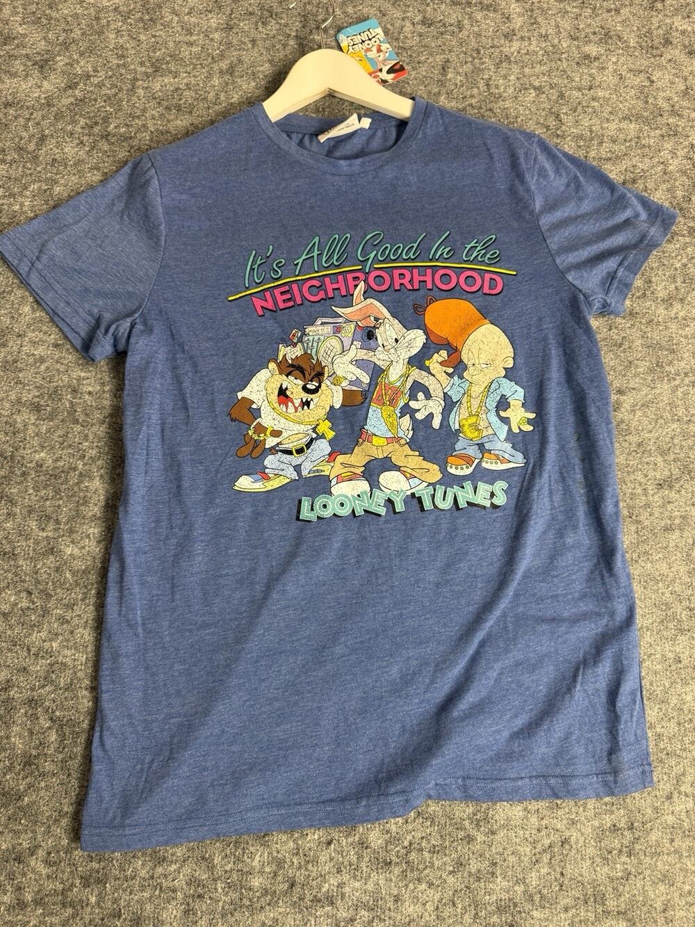 Looney Tunes Men Shirt Large Bugs Bunny Taz All Good In The Neighborhood N171